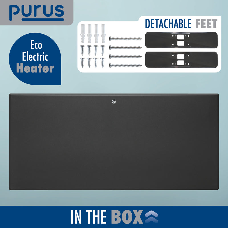 Purus Purus Grey Electric Radiator Heater 1800W | Wall Mounted Or Floor Standing