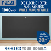 Purus Purus Grey Electric Radiator Heater 1800W | Wall Mounted Or Floor Standing