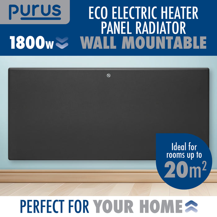 Purus Purus Grey Electric Radiator Heater 1800W | Wall Mounted Or Floor Standing