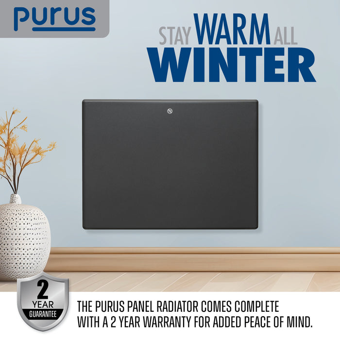Purus Purus Grey Electric Radiator Heater 600W | Wall Mounted Or Floor Standing