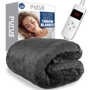 Purus Purus Grey Faux Fur Heated Throw Electric Blanket 160x130cm 9 Heat