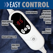 Purus Purus Navy Blue Electric Heated Blanket | Soft Fleece Throw with Timer