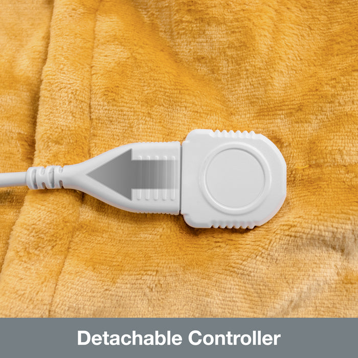 Purus Purus Premium Heated Throw Gold Electric Fleece Blanket Sofa Bed Throw 160 x 120cm