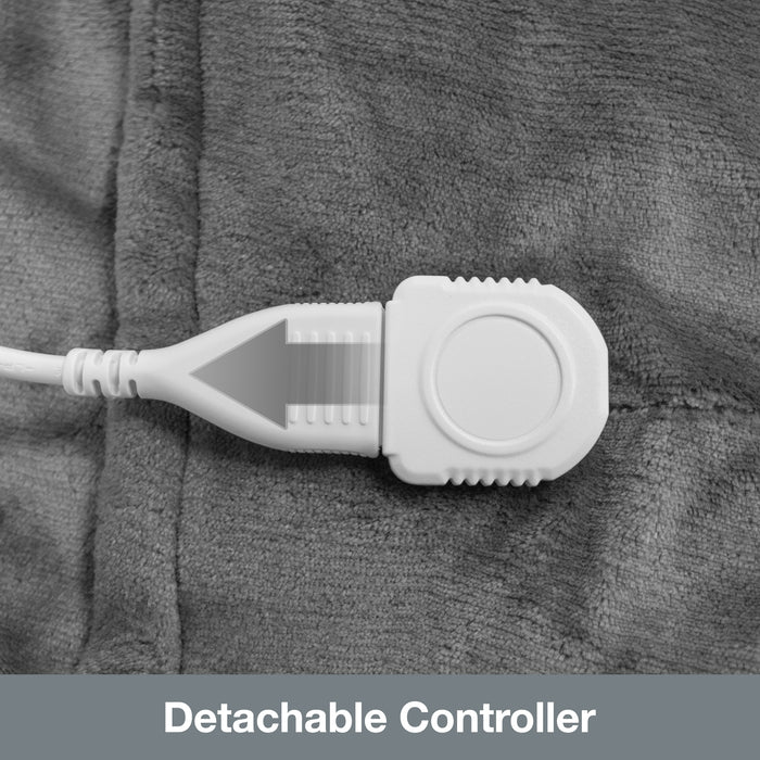 Purus Purus Premium Heated Throw Grey Electric Fleece Blanket Sofa Bed Throw 160 x 120cm