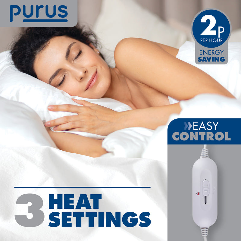 Purus Purus Single Electric Blanket | Fully Fitted Heated Under Blanket