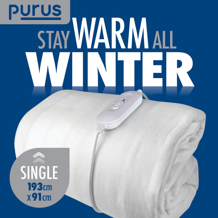 Purus Purus Single Electric Blanket | Fully Fitted Heated Under Blanket