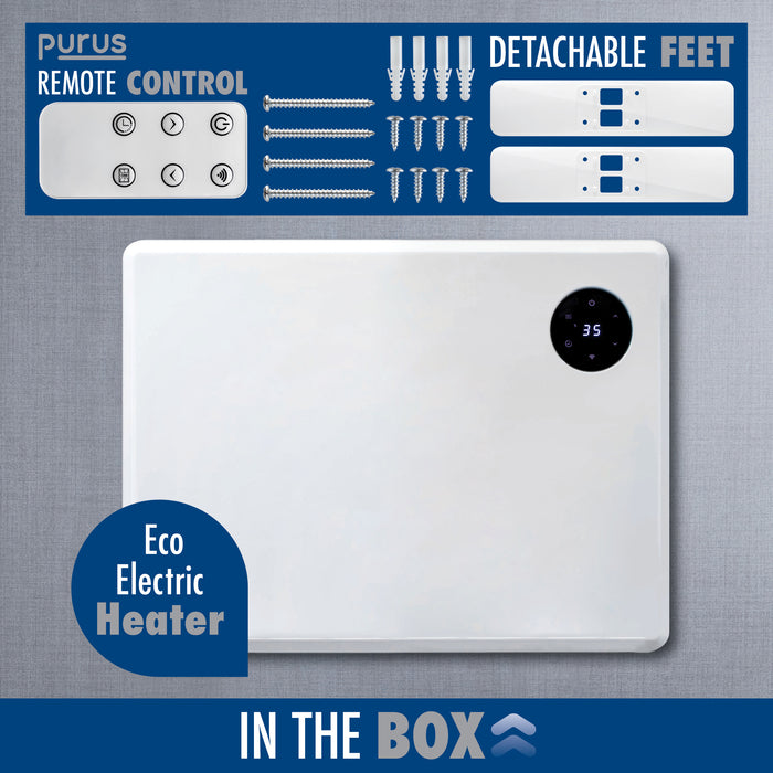 Purus Purus WIFI Electric Wall Panel Heater 1000W | Bathroom Safe White Radiator
