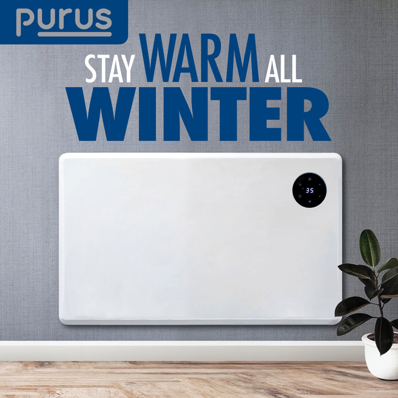 Purus Purus WIFI Electric Wall Panel Heater 1200W | Bathroom Safe White Radiator