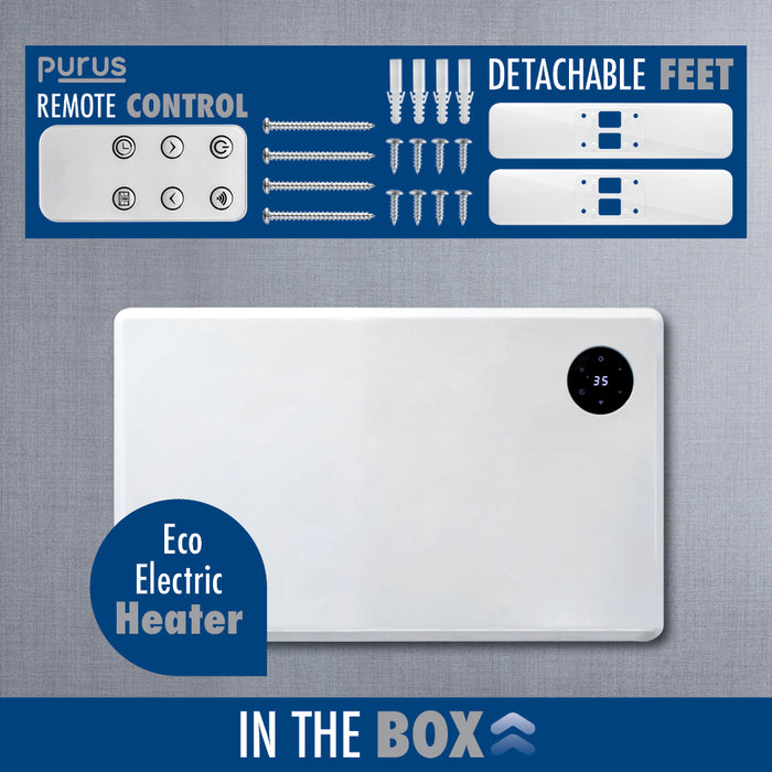 Purus Purus WIFI Electric Wall Panel Heater 1200W | Bathroom Safe White Radiator