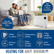 Purus Purus WIFI Electric Wall Panel Heater 1200W | Bathroom Safe White Radiator