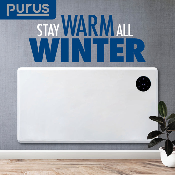 Purus Purus WIFI Electric Wall Panel Heater 1500W | Bathroom Safe White Radiator
