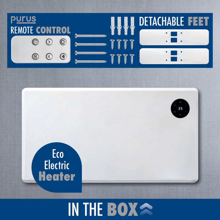 Purus Purus WIFI Electric Wall Panel Heater 1500W | Bathroom Safe White Radiator