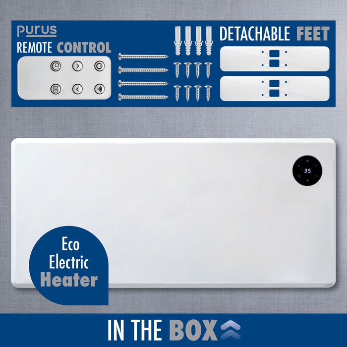 Purus Purus WIFI Electric Wall Panel Heater 1800W | Bathroom Safe White Radiator