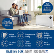 Purus Purus WIFI Electric Wall Panel Heater 1800W | Bathroom Safe White Radiator