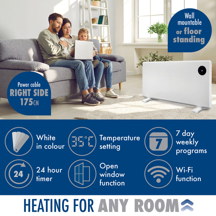 Purus Purus WIFI Electric Wall Panel Heater 1800W | Bathroom Safe White Radiator
