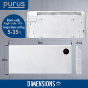 Purus Purus WIFI Electric Wall Panel Heater 2000W | Bathroom Safe White Radiator