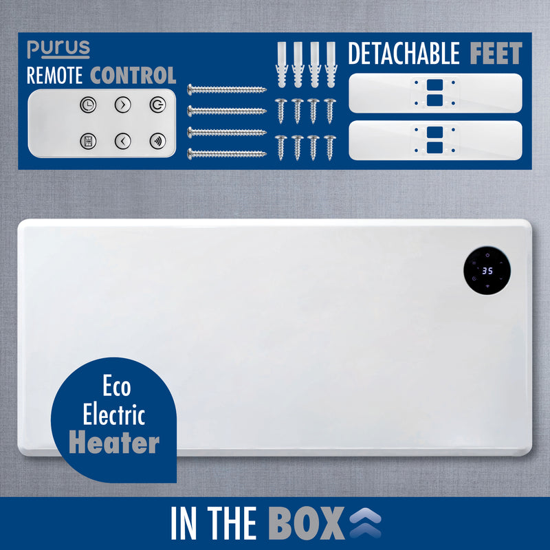 Purus Purus WIFI Electric Wall Panel Heater 2000W | Bathroom Safe White Radiator