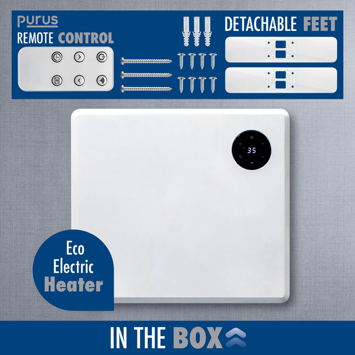 Purus Purus WIFI Electric Wall Panel Heater 600W | Bathroom Safe White Radiator
