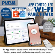 Purus Purus WIFI Electric Wall Panel Heater 600W | Bathroom Safe White Radiator