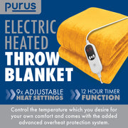 Purus Purus XL Electric Blanket | Gold Heated Fleece Over Throw