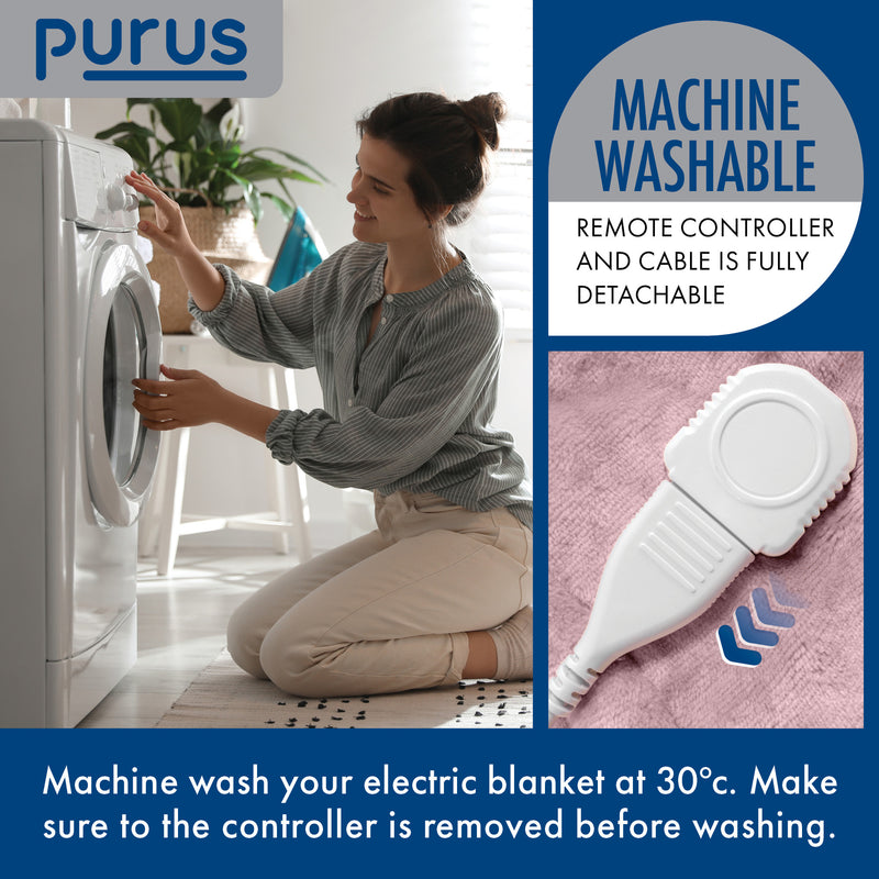 Purus Purus XL Electric Blanket | Pink Heated Fleece Over Throw