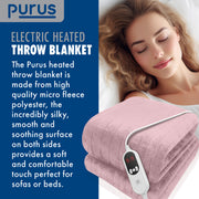 Purus Purus XL Electric Blanket | Pink Heated Fleece Over Throw