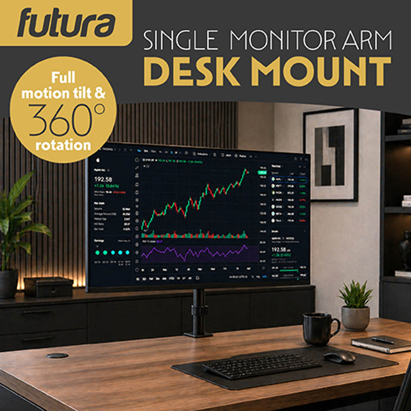 Futura Single Monitor Stand 13 to 32 Inch | Clamp Mount Supports 8kg