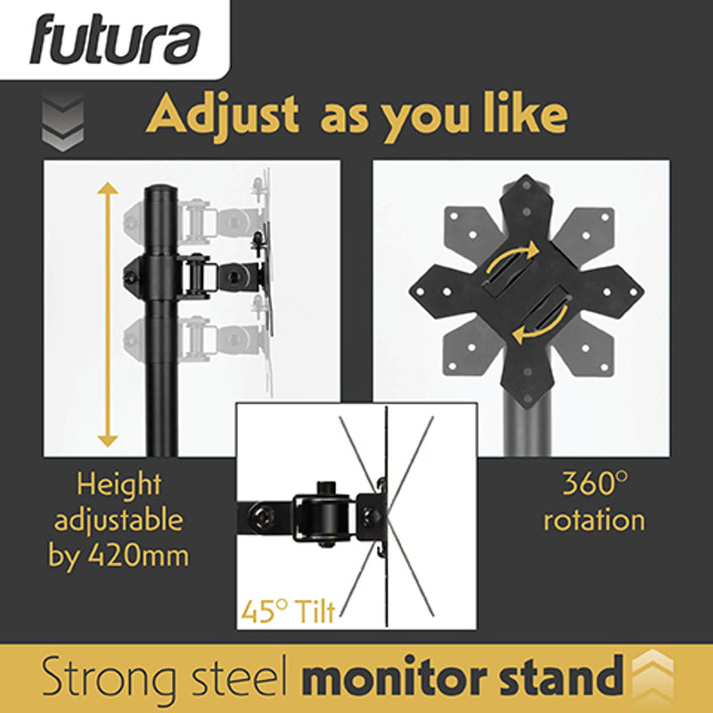 Futura Single Monitor Stand 13 to 32 Inch | Clamp Mount Supports 8kg