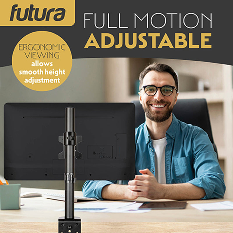 Futura Single Monitor Stand 13 to 32 Inch | Clamp Mount Supports 8kg