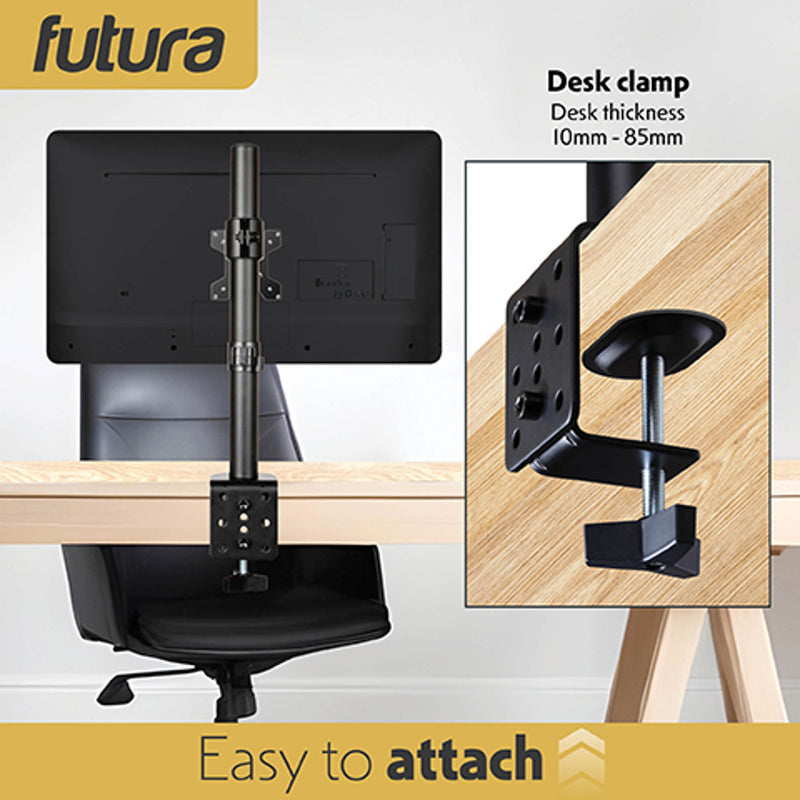 Futura Single Monitor Stand 13 to 32 Inch | Clamp Mount Supports 8kg
