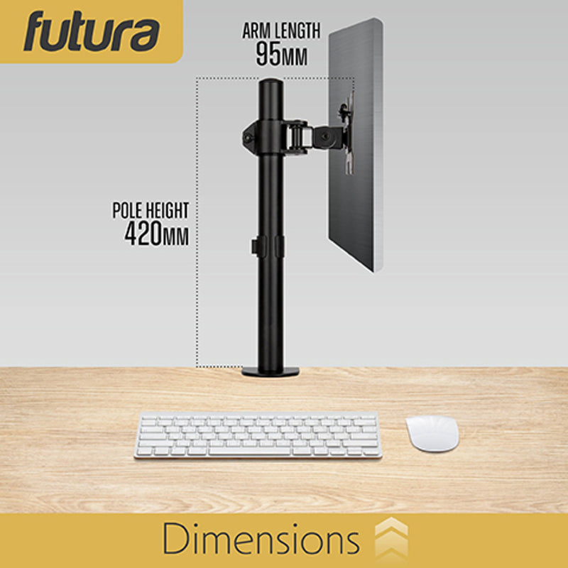 Futura Single Monitor Stand 13 to 32 Inch | Clamp Mount Supports 8kg