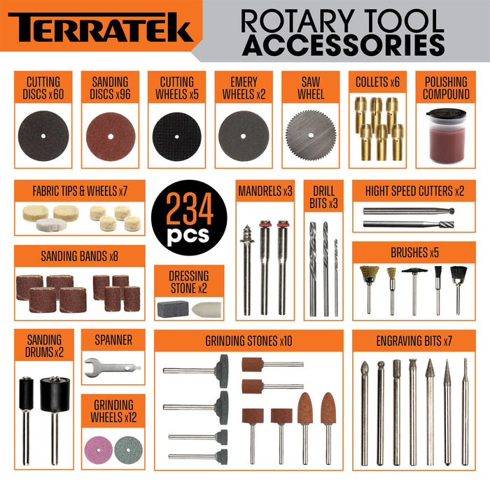 Futura Direct Rotary Multi Tool Kit 135W with 234pc Accessory Set & Storage Case