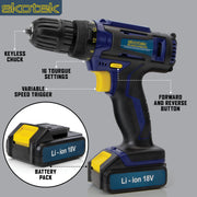 Skotek Skotek 18V Combi Drill | Cordless Drill with 13pc Bit Set