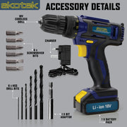 Skotek Skotek 18V Combi Drill | Cordless Drill with 13pc Bit Set
