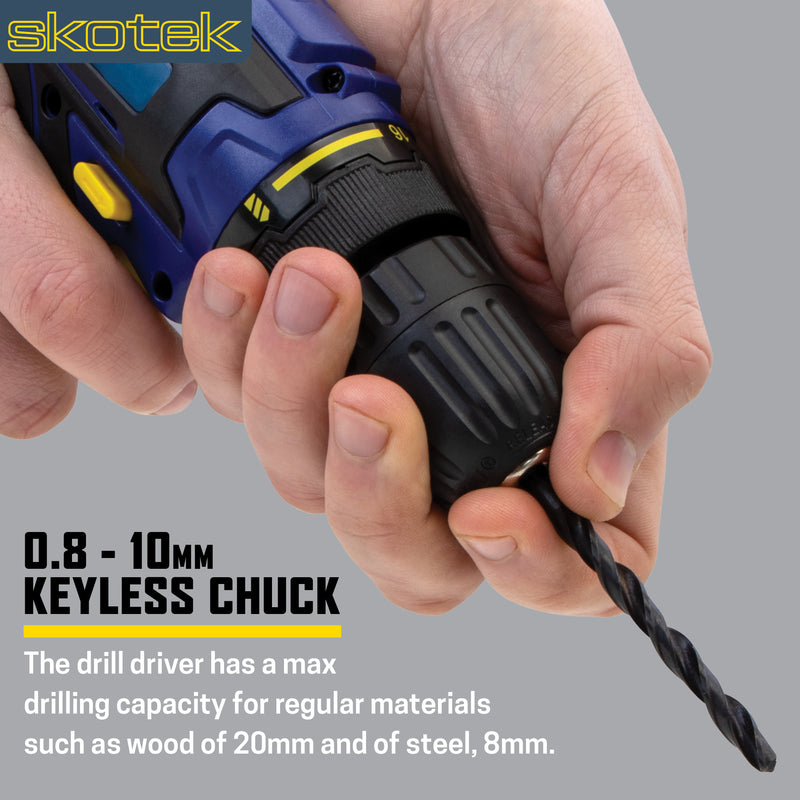 Skotek Skotek 18V Combi Drill | Cordless Drill with 2 Batteries