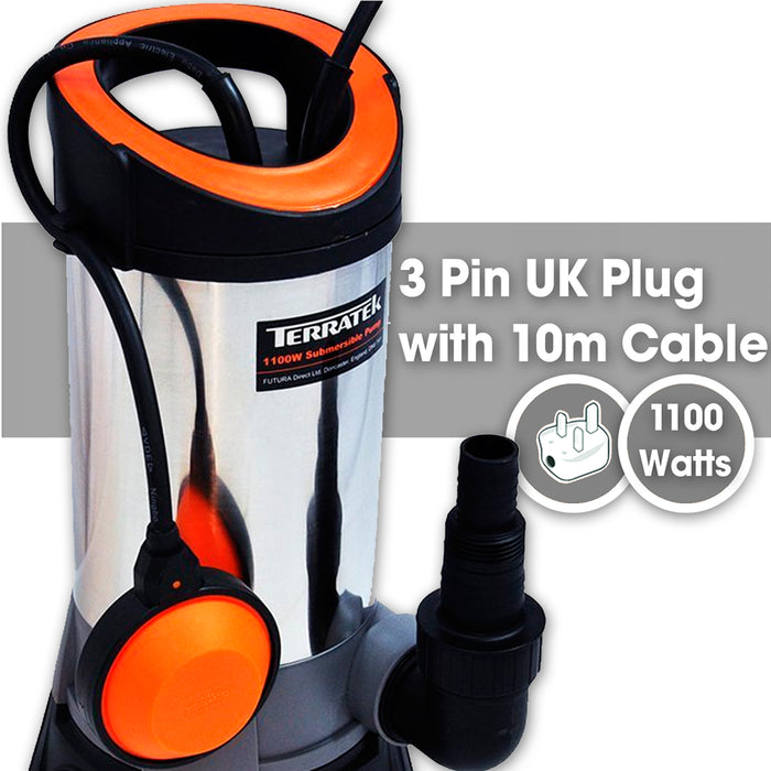 Terratek Submersible Water Pump | 1100W Dirty Water Drainage Pump