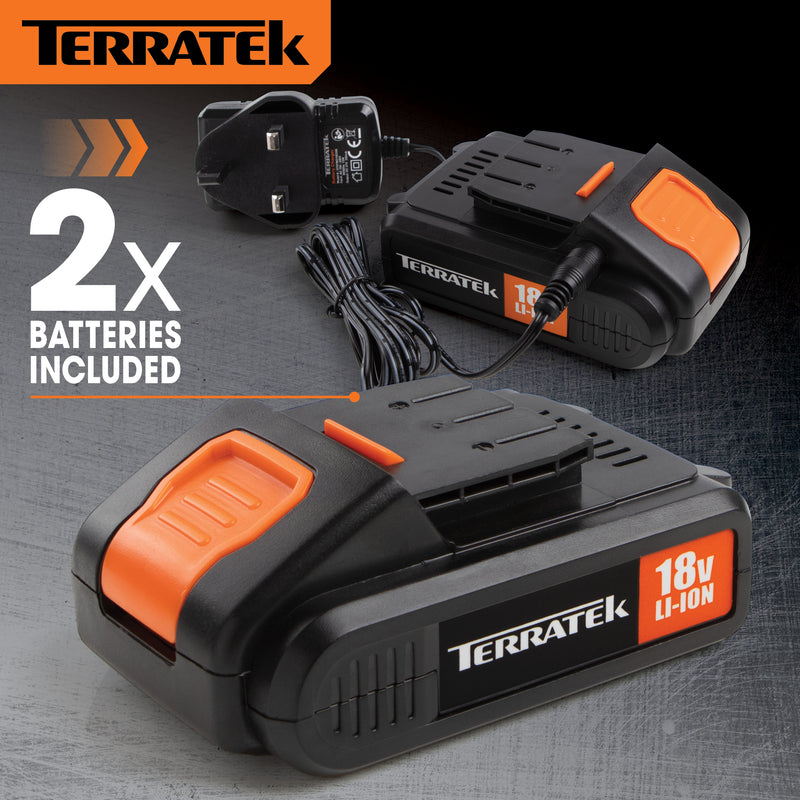 Terratek Terratek 18V Combi Drill | Cordless Drill with 2 Batteries