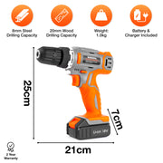Terratek Terratek 18V Cordless Combi Drill | 89pc Drill Set with Case