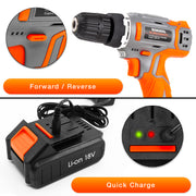 Terratek Terratek 18V Cordless Combi Drill | 89pc Drill Set with Case