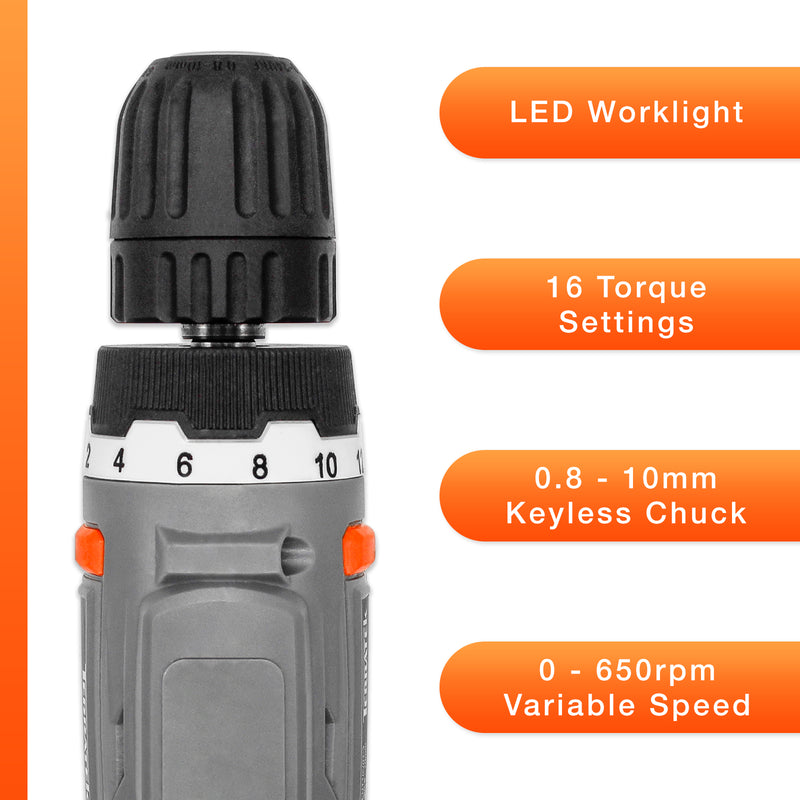 Terratek Terratek 18V Cordless Combi Drill | 89pc Drill Set with Case