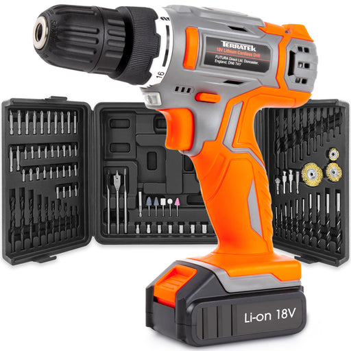 Terratek Terratek 18V Cordless Combi Drill | 89pc Drill Set with Case