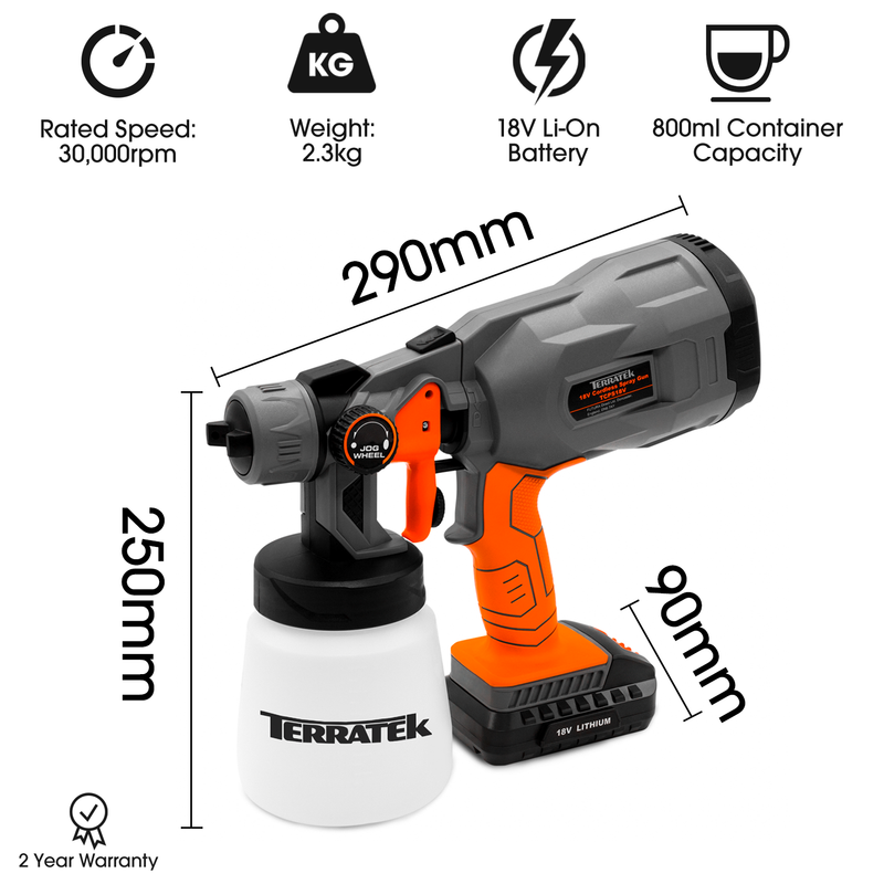 Terratek Terratek 18V Cordless Paint Sprayer | HVLP Fence Spray Gun