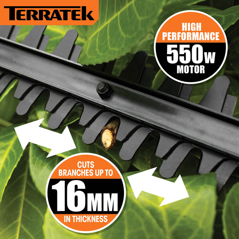 Terratek Terratek 2.4m Long Reach Hedge Trimmer | 550W Electric Telescopic Hedge Cutter