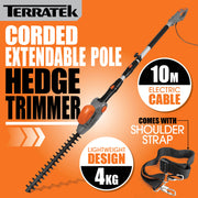 Terratek Terratek 2.4m Long Reach Hedge Trimmer | 550W Electric Telescopic Hedge Cutter