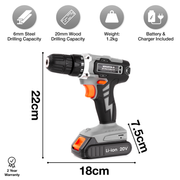 Terratek Terratek 20V Cordless Combi Drill | Fast Charge Drill with Case