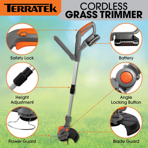 Terratek Terratek 20V Cordless Strimmer Extendable Pole Grass Trimmer