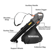 Terratek Terratek 3000W Leaf Blower & Vacuum | 3-in-1 Garden Hoover