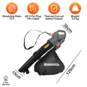 Terratek Terratek 3000W Leaf Blower & Vacuum | 3-in-1 Garden Hoover