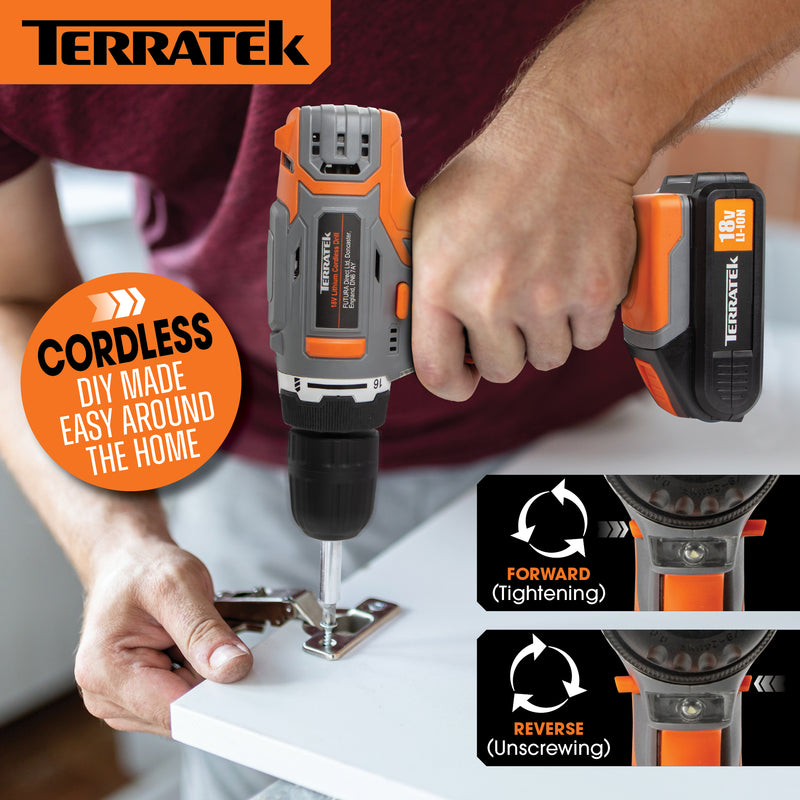 Terratek Terratek Cordless Drill | 18V Drill Driver with Carry Case