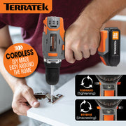 Terratek Terratek Cordless Drill Set | Battery Powered Combi Drill with Bits